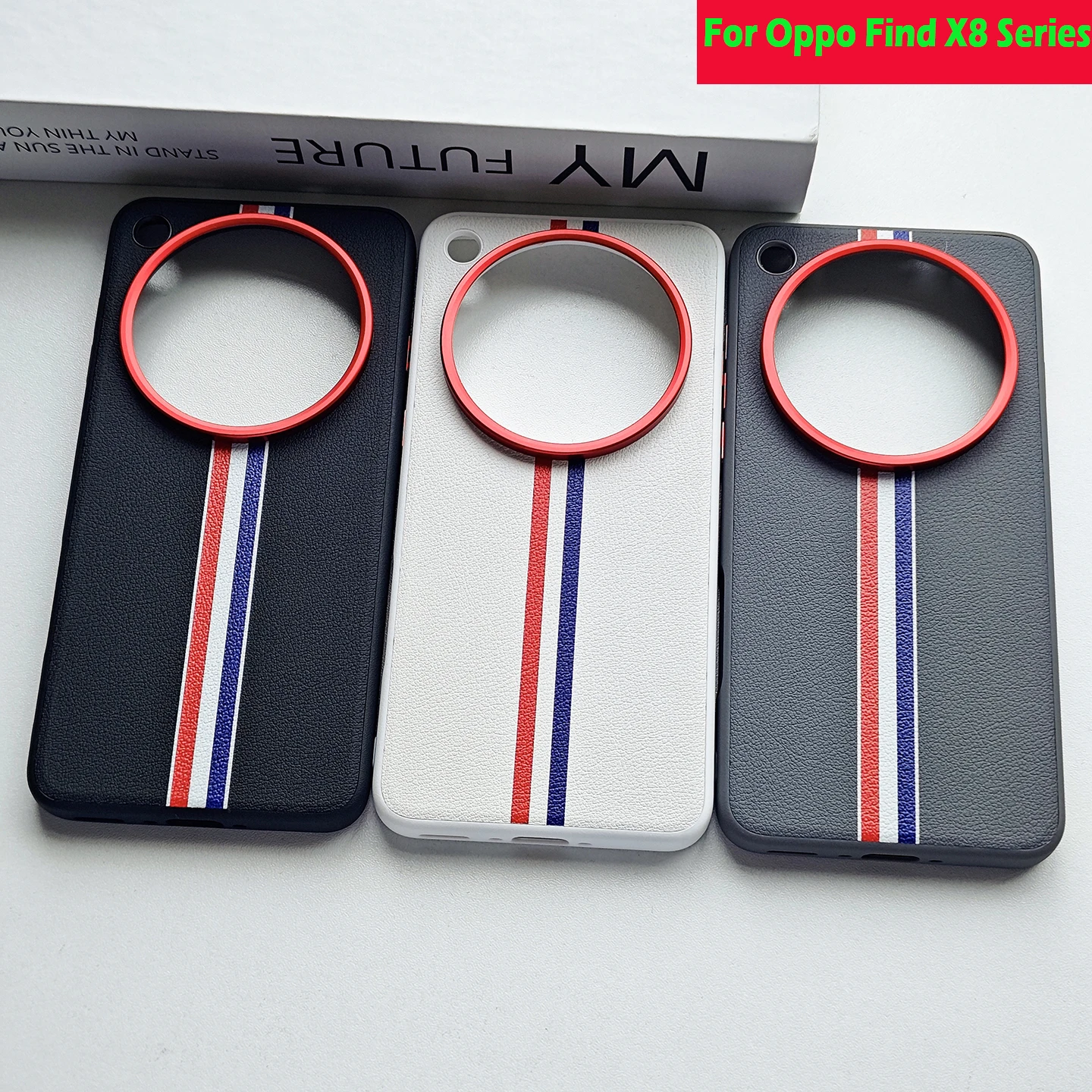 

Three-color Stripe Phone Case For Oppo Find X8 Pro X8 Ultra X8s X8s+ Fashion Luxury PU Leather Sturdy Shockproof Cover