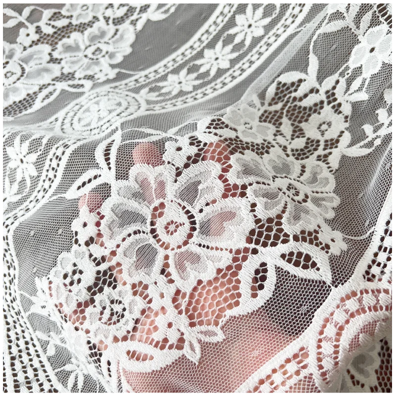 Thick Soft Lace Fabric for Wedding Dress, Eyelashes Pressure Yarn, Geometric Flower Decoration Accessories, New Style