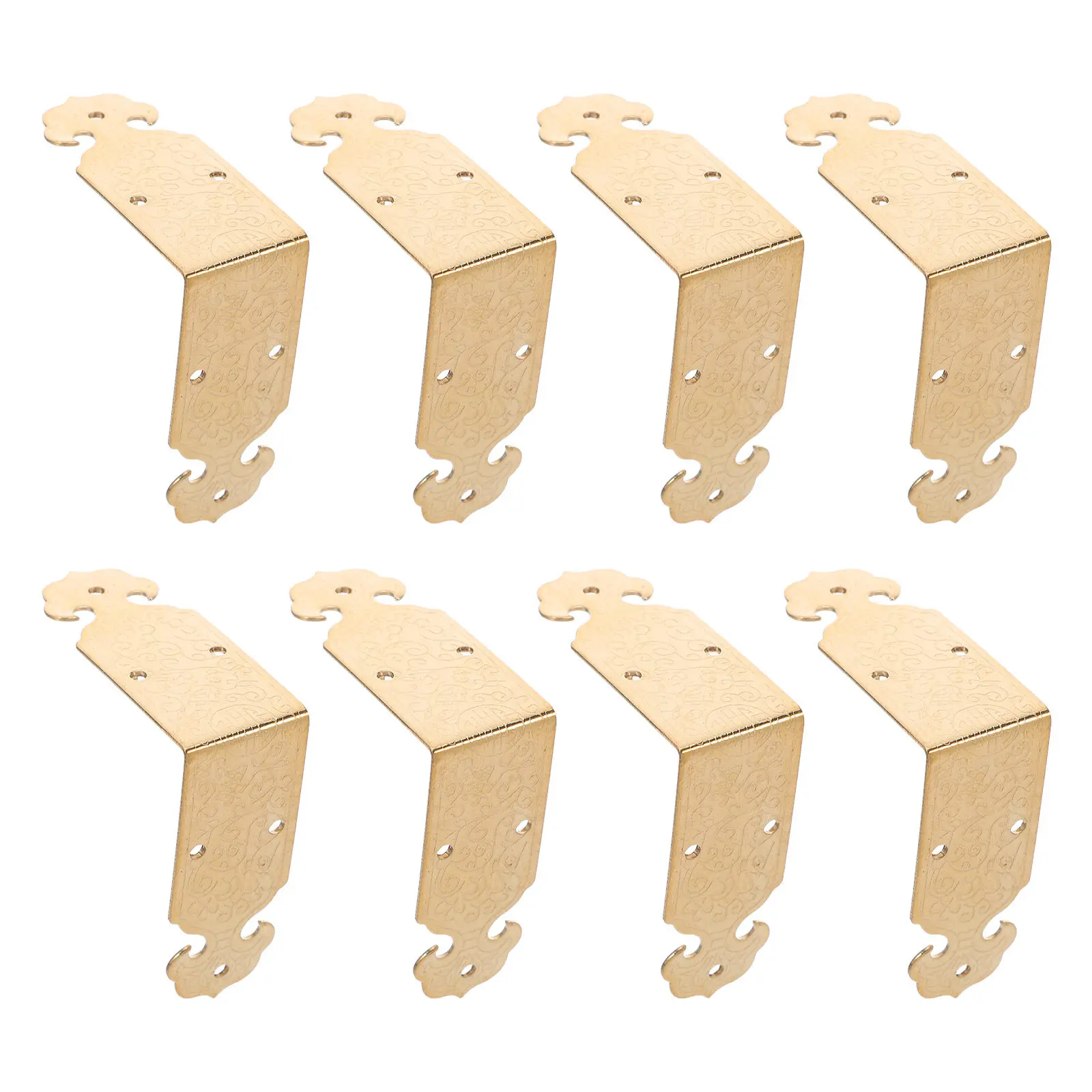 

8Pcs Vintage Brass Corner Protectors Embossed Retro Decorative Metal Edge Guards for Wooden Boxes Cabinets Furniture Jewelry