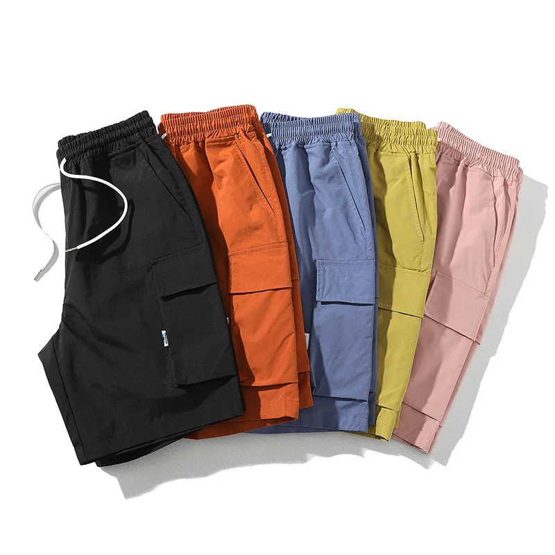 Men's Casual Shorts, Summer Fashion, Casual, Solid Color, Large-sized Japanese Workwear, Two-piece Pants, Multi Pocket Pants