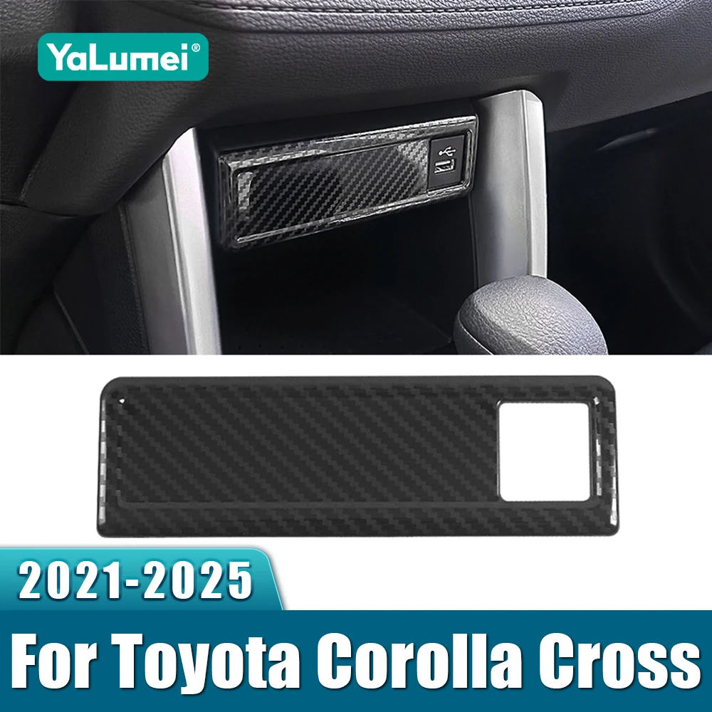 Edelstahl Auto Zentrale Steuerung USB Rahmen Abdeckung Fall Trim Aufkleber Für Toyota Corolla Cross XG10 2021 2022 2023 2024 2025 Hybrid