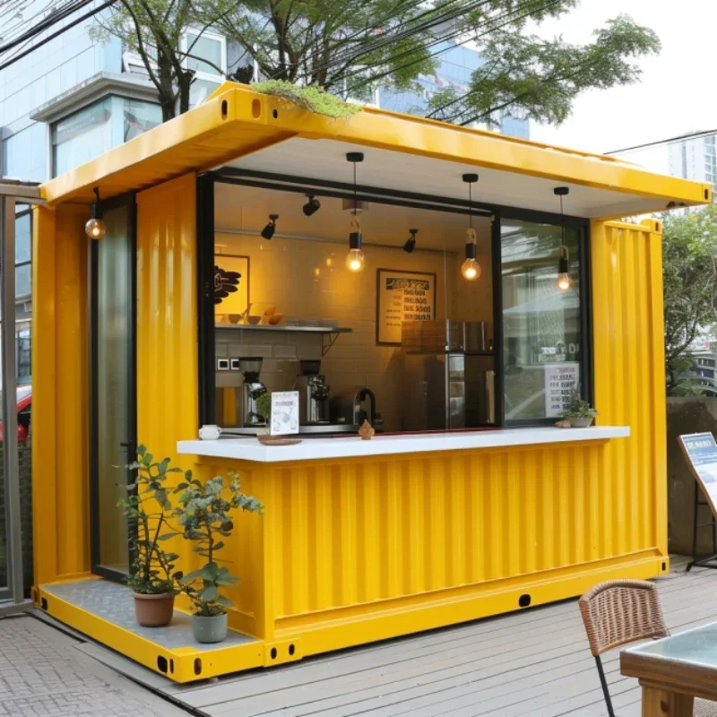 Industrial Style Coffee Bar Food Container Shop House Storage Container Modern Kiosk Booth Foldable Container House