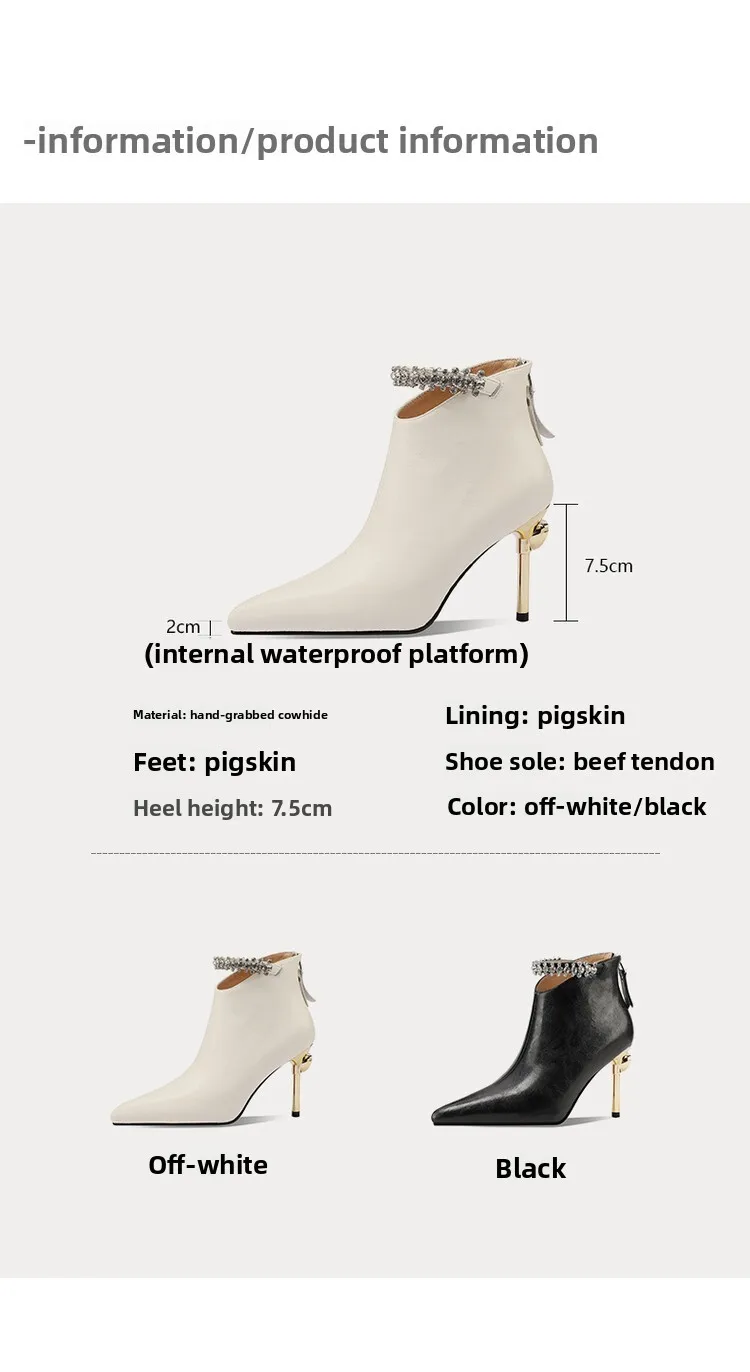 Pointed Toe Women's High Heel Ankle Boots Fashion Elegant Dancing Party Shoes Autumn Winter Women's Leather Slim Short Booties