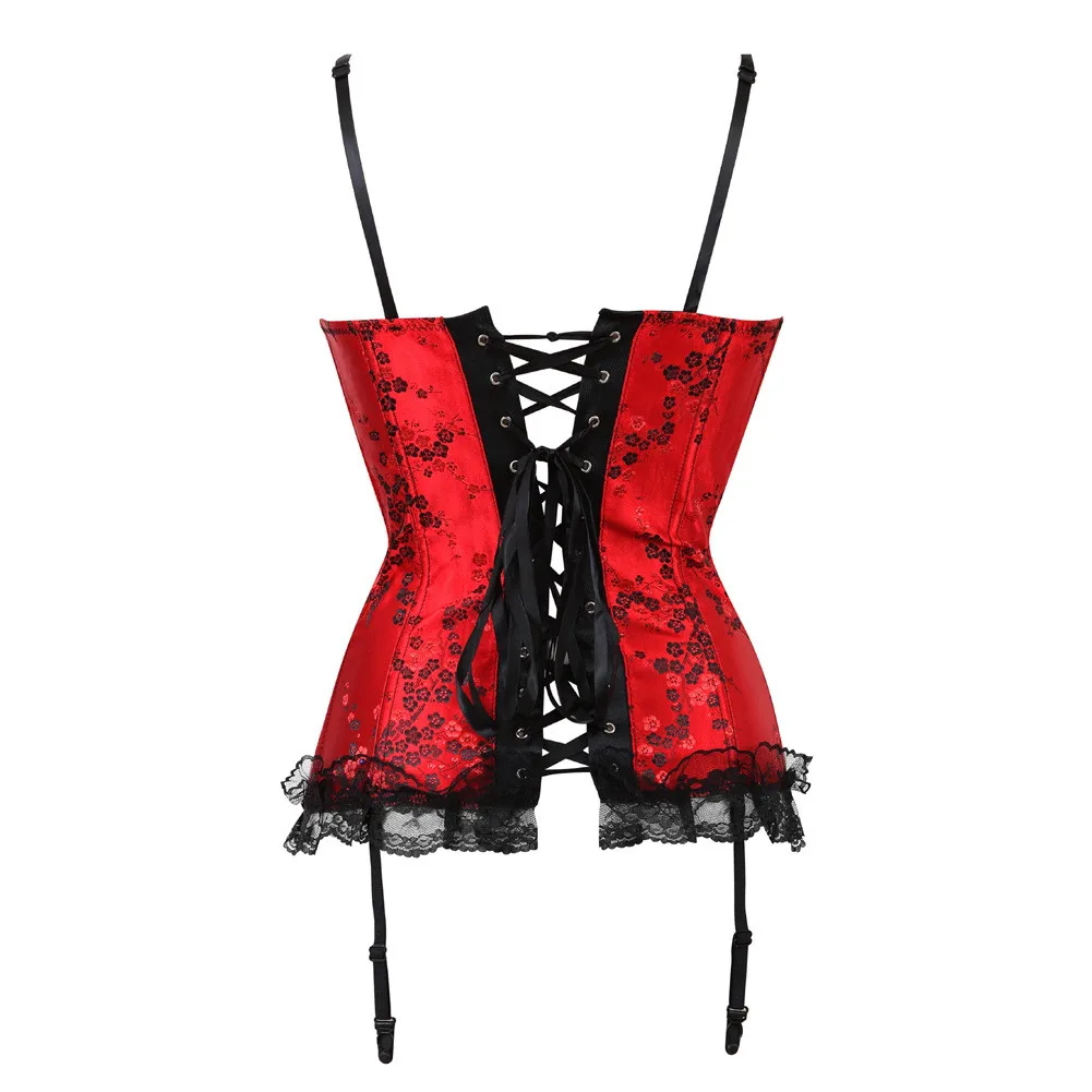 Hot Red Sexy corsetto Lingerie Bustier donna body in pizzo trasparente reggiseno Push Up Shaper raccogliere biancheria intima traspirante dimagrante