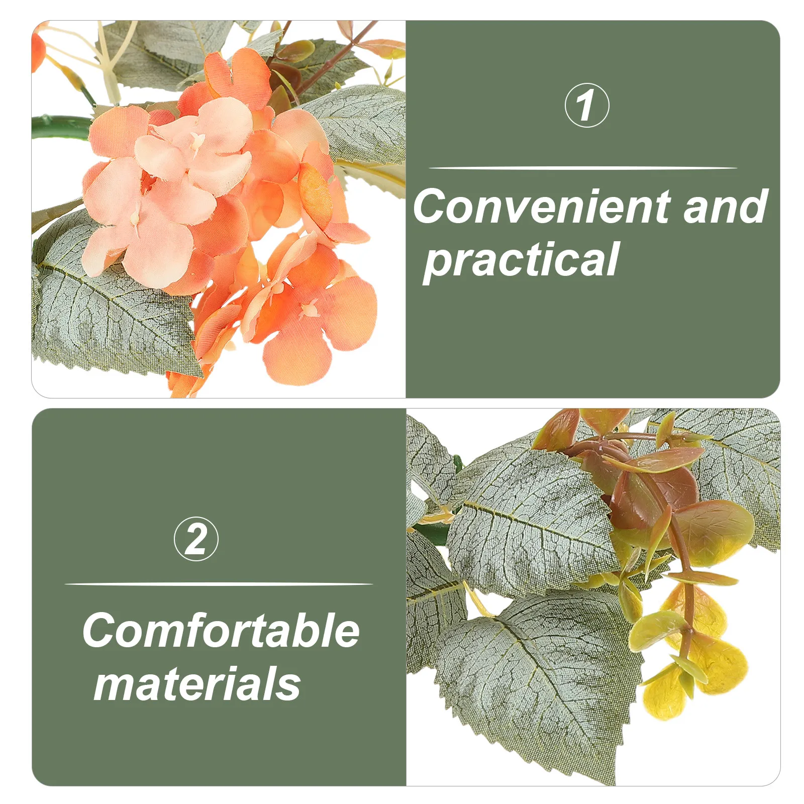 Artificial Hydrangea Eucalyptus Ring Realistic Floral Wreath for Wedding Tabletop Party Centerpiece Decoration