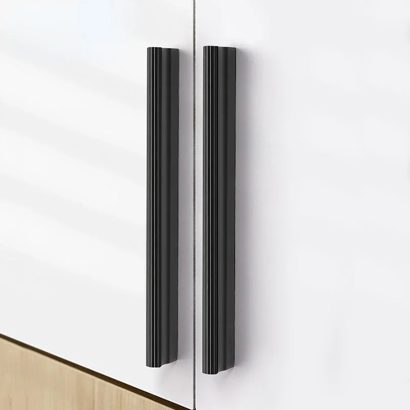 

1PC Simple Black Kitchen Cabinet Long Door Handles Aluminum Alloy Wardrobe Cupboard Door Pulls Furniture Hardware