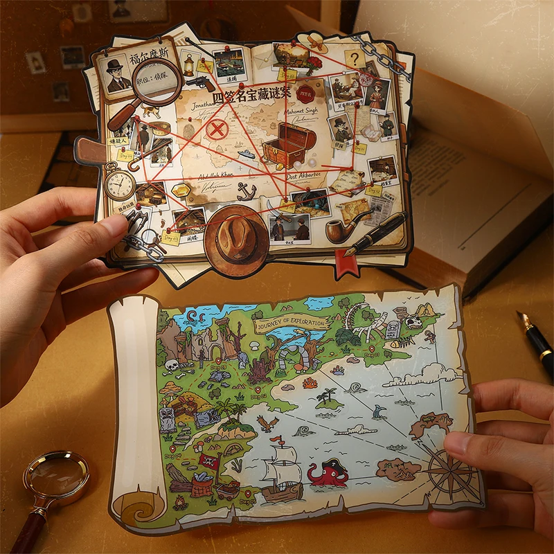 JIANQI Autocollants 3D Rétro Thème Exploration et Paysage pour DIY, Scènes de Cabane de Poche et Scrapbooking