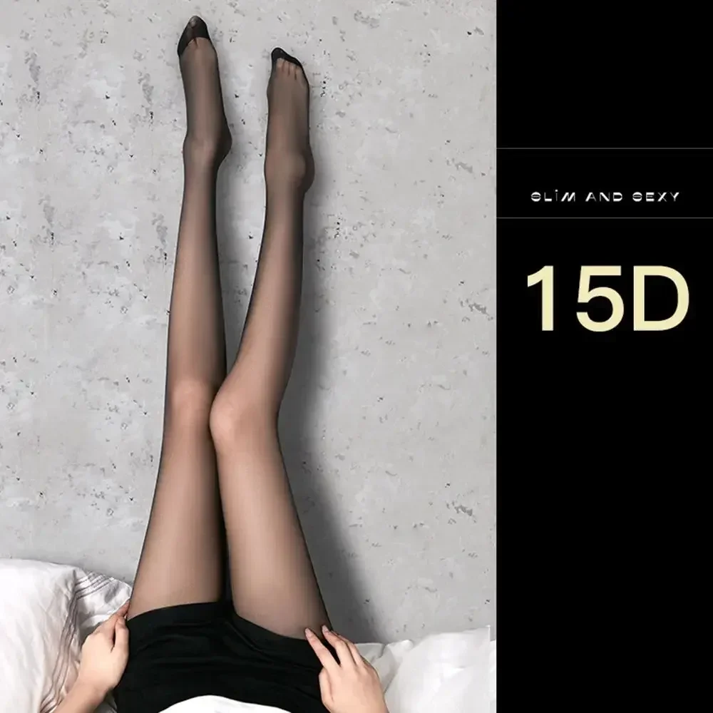 Women Sexy Thin Pantyhose Stockings Leggings Black Hosiery Sheer Tights Slim Breathable See Silk Through Anti-hook Ultra Bottom