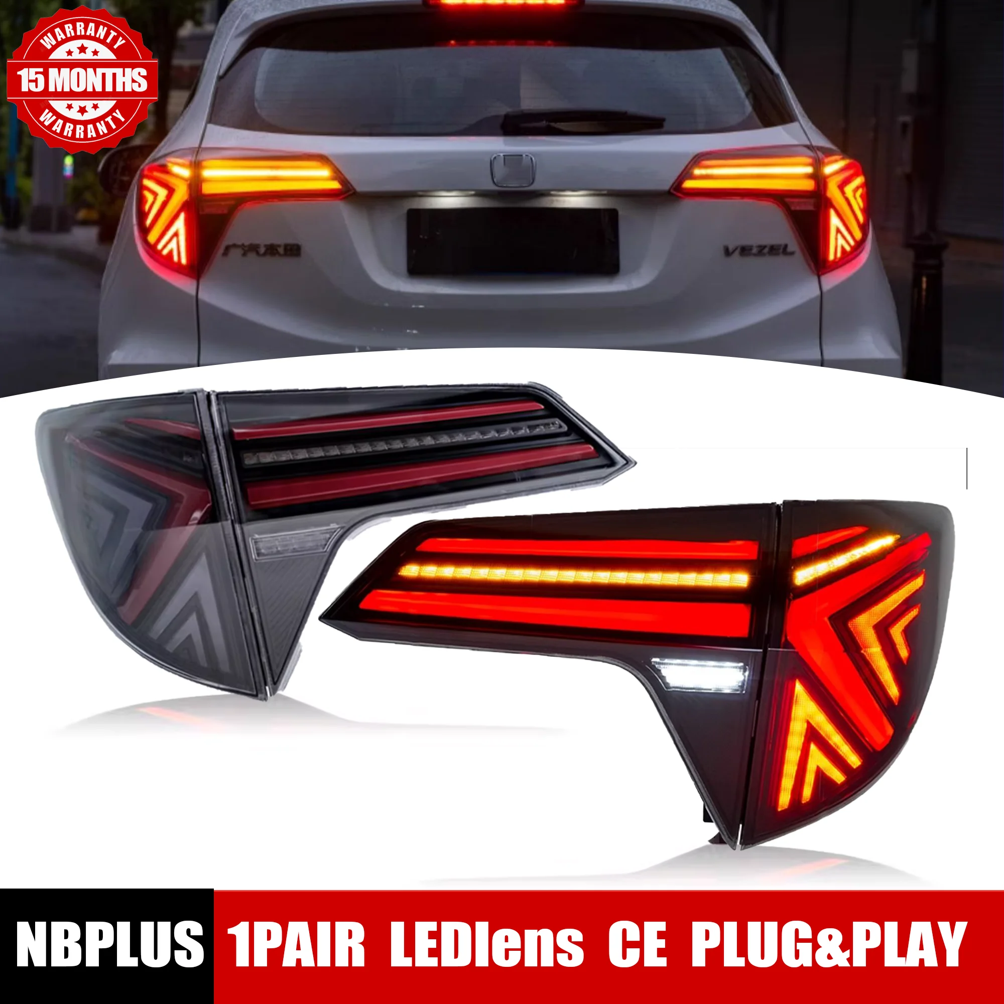 Car LED Rear Taillights for Honda VEZEL HR-V HRV 2014-2019 Animation Rear Lamps LED Taillight Assembly