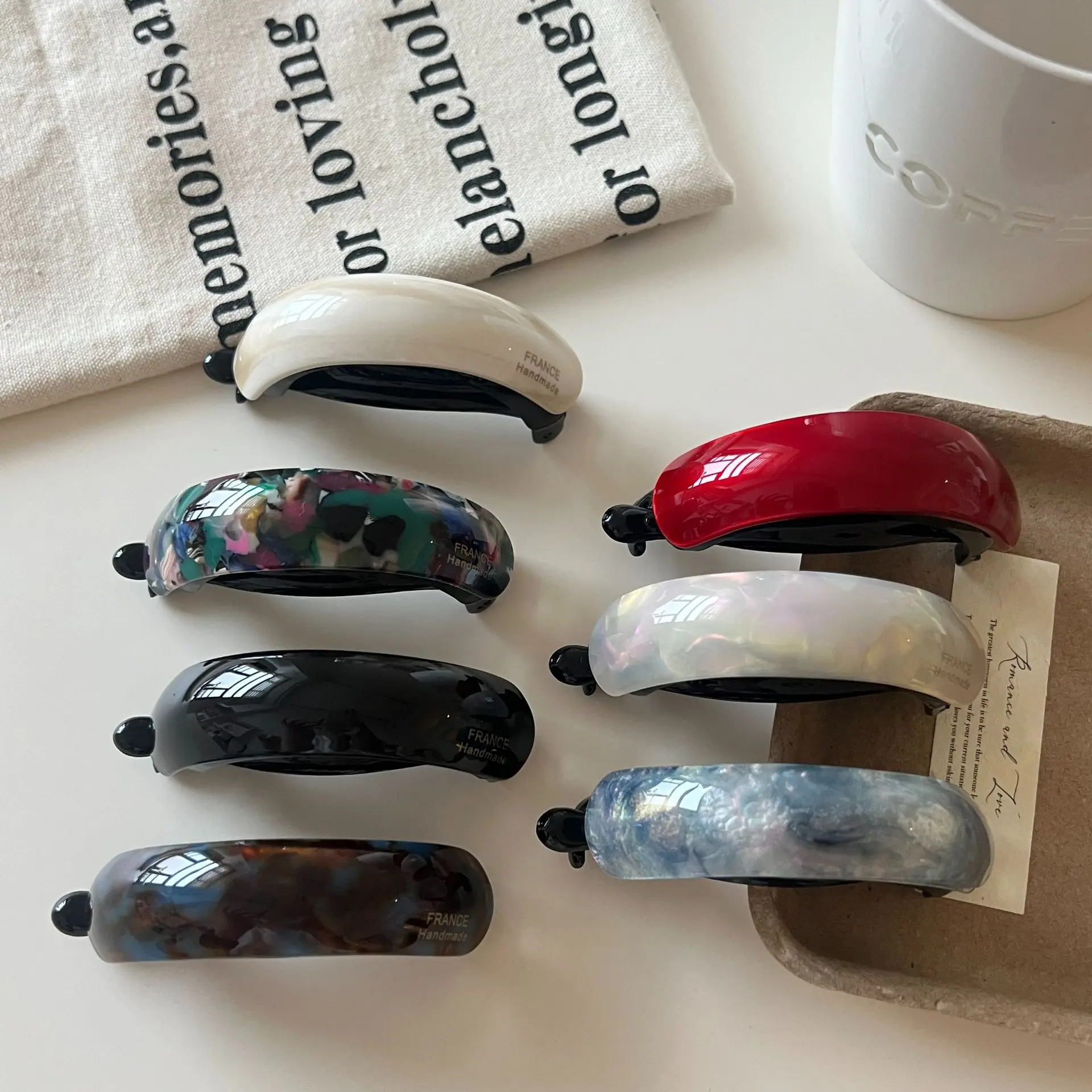 

Зажим-банан из ацетата, зажим для волос, новый корейский зажим для хвоста, простая большая нескользящая заколка для волос, головные уборы, аксессуары для волос для девочек и женщин