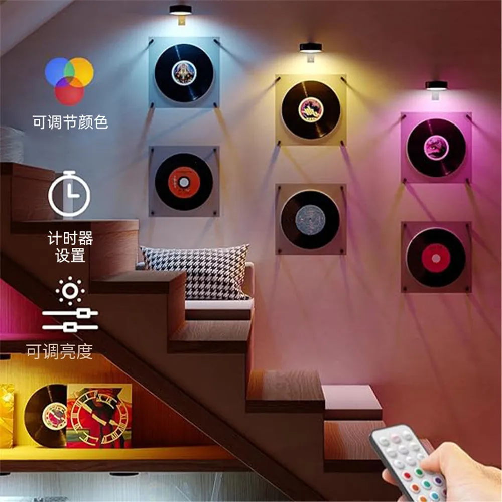 أضواء عرض فنية LED تعمل بالبطارية الذهبية أضواء اللوحة المغناطيسية مع جهاز التحكم عن بعد لتزيين جدران المنزل اللاسلكي