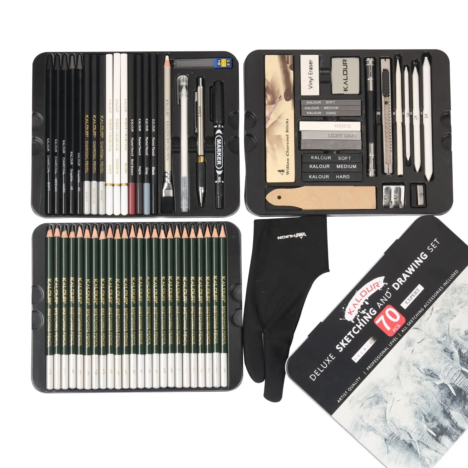 70Pcs Professional Drawing Sketching Pencils Set Graphite Charcoal Pencil Wood Pencil Drawing Supplies Sketching Artist Supplies image 4