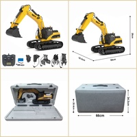 HUINA New Upgrade 580 1/14 Metal Excavator Model Engineering Vehicle Electric Ball Grabber 360 Rotating Shear Claw Sound Lights