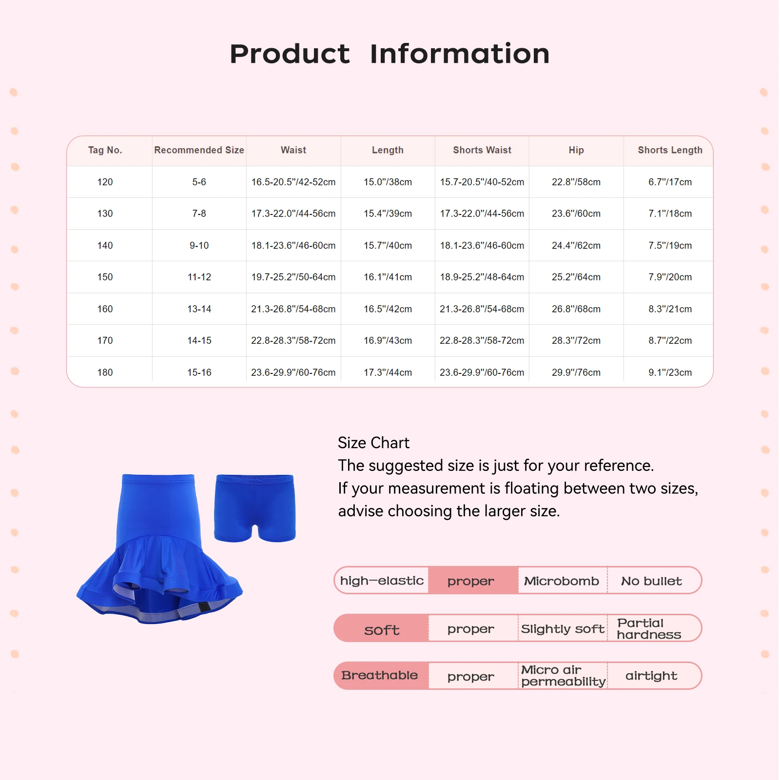 Breathable Latin Dance Skirt for Girls High Low Ruffle Latin Tango Dance Skirt with Shorts for Samba And Chacha Ballet Classes