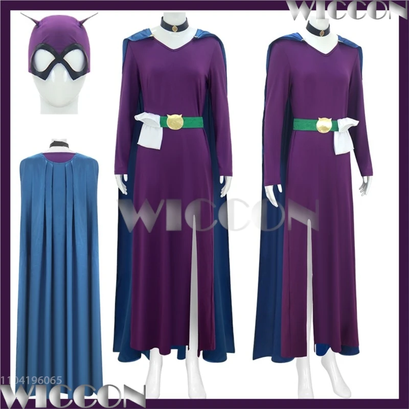 

Selina Kyle Cat Girl Anime Manga Cosplay Purple Dress Blue Cloak Mask Suit Woman Sexy Clothes Adults Halloween Carnival Outfit
