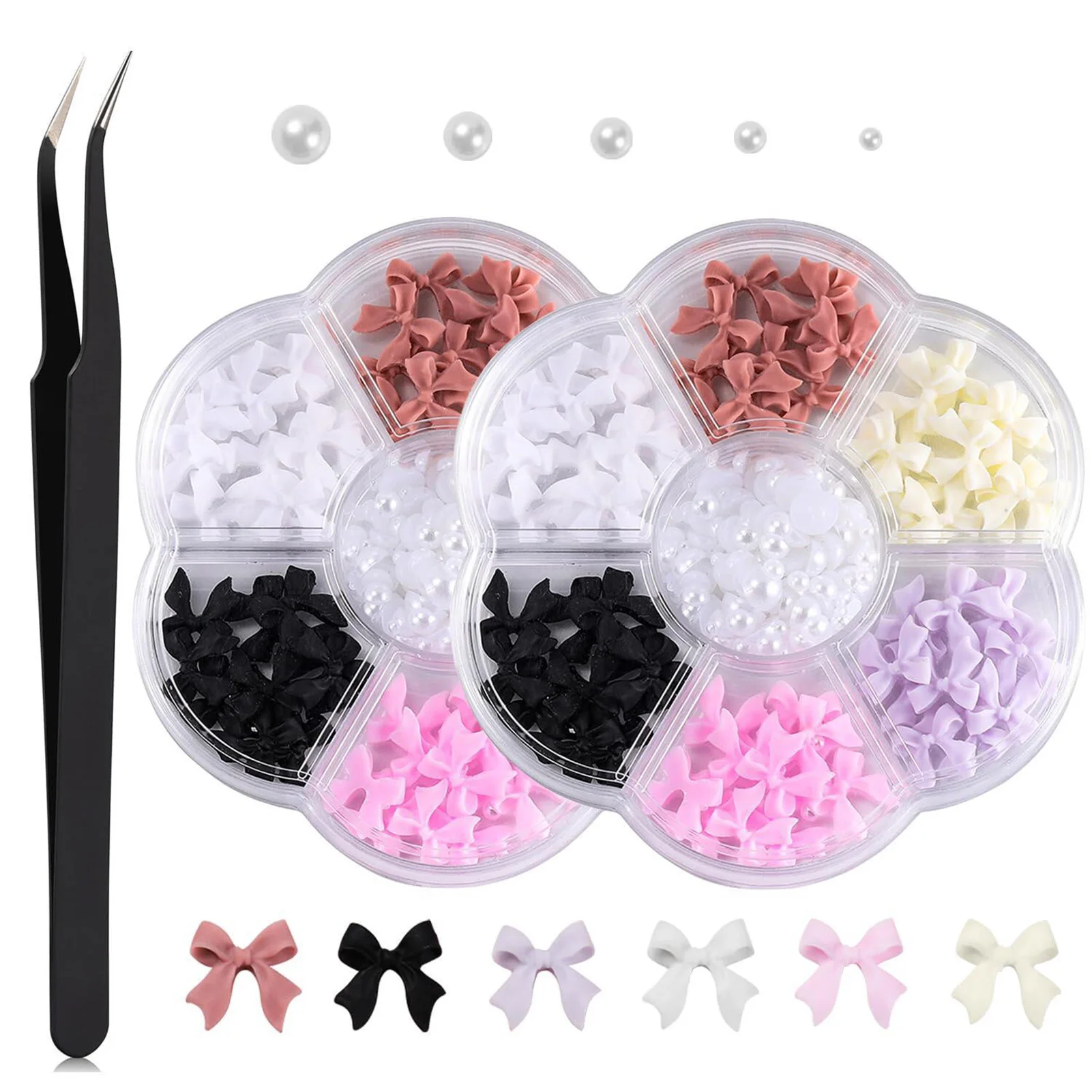 Nail Bowknot Decoration Kits Multi Color Bowknot Nail Art Charm Decoration for Professional Nail Salon