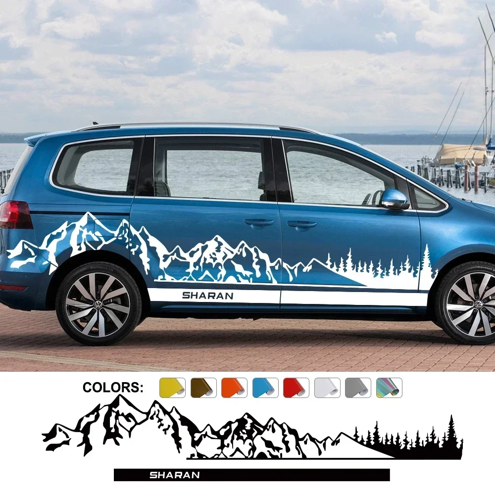 

Car Door Side Stickers For Volkswagen VW Sharan 7N 2010-2022 Accessories Camper Van Mountain Graphics Mountain Tree Tuning Decal