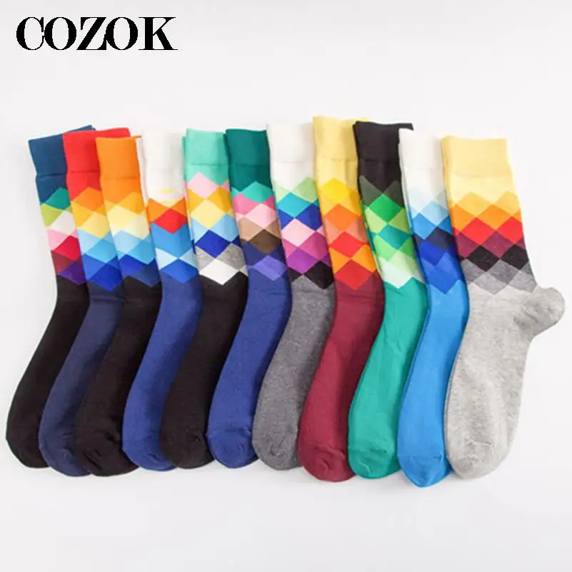 5 Paar Mannelijke Getijdenmerk Mannen Katoenen Sokken Gradiënt Kleur Lente Zomer Stijl Lange Bruiloft Sok Heren Knie Hoge Business Sokken Sox