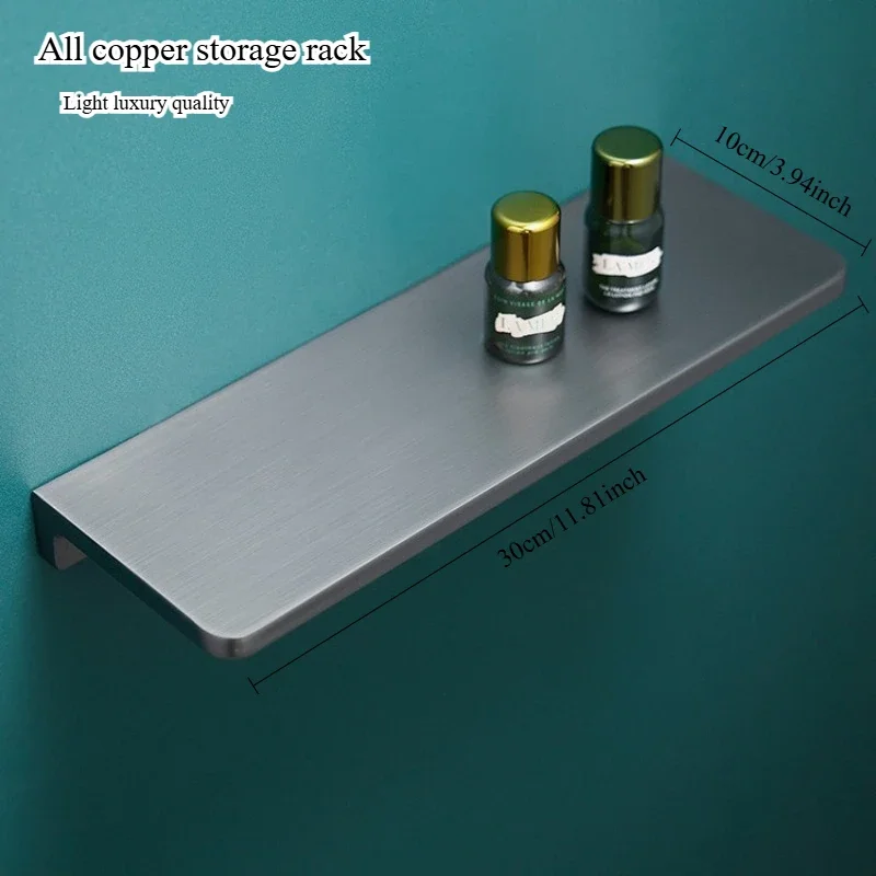 Toilet full copper tray cosmetic storage rack, 10x30cm washbasin storage rack
