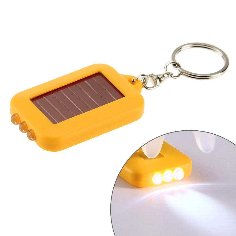 Mini Portable Solar 3 LED Light Keychain Outdoor Camping Tools Torch Flashlight