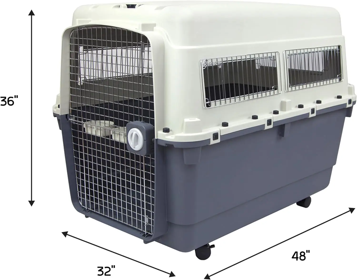 Imagem -06 - Airline Aprovado Plastic Dog Crate Wire Door Rolling Kennels Cinza Grande Xxx