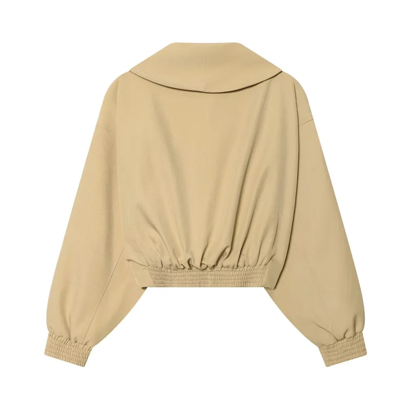 Guobioziy Women's Top 2026 New Style V-Neck Cross Wrap Metal Button Short Lantern Sleeve Top Drop Shoulder