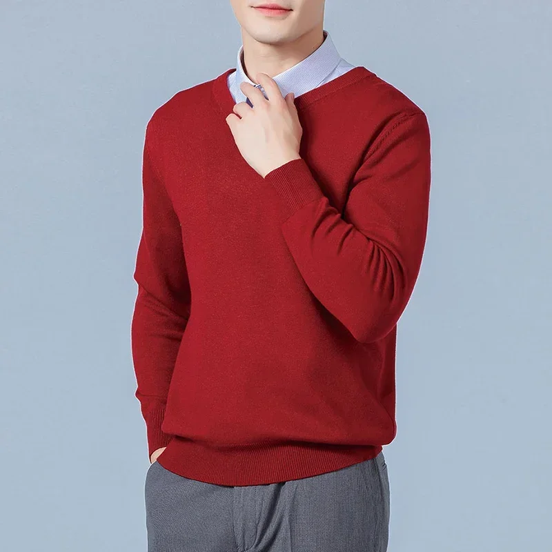 

Men Cashmere Sweater Autumn Winter Soft Warm Jersey Jumper Pull Homme Hiver Pullover V-Neck Knitted Sweaters