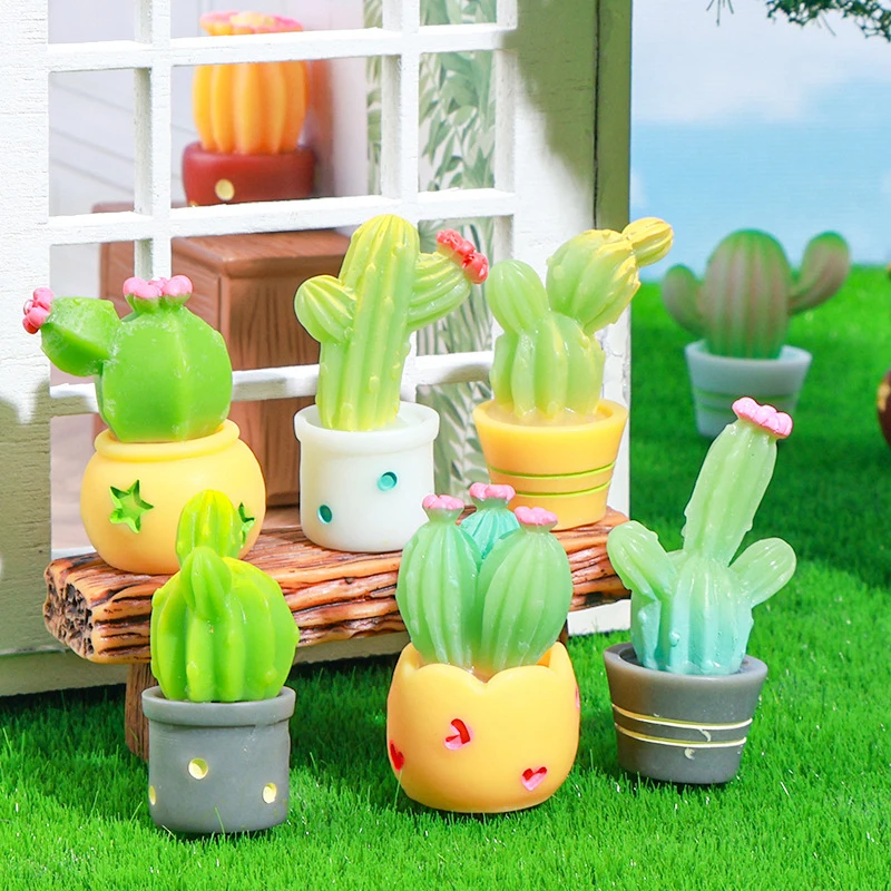 1:12 Dollhouse Simulation Cactus Potted Model Dollhouse Mini Home Decoration Dolls House Micro Garden Landscape Ornament