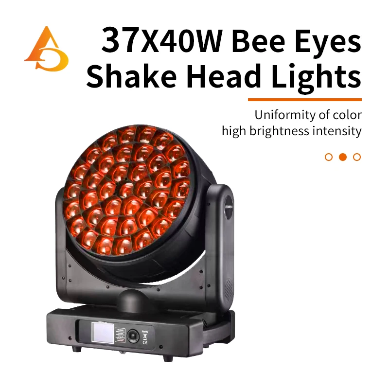 LED DMX 37X40W RGBW 4IN1 Bee Eyes Led Moving Head Zoom Light Pixel Color Control Spot Wash Effect Lens Rotation Colorful