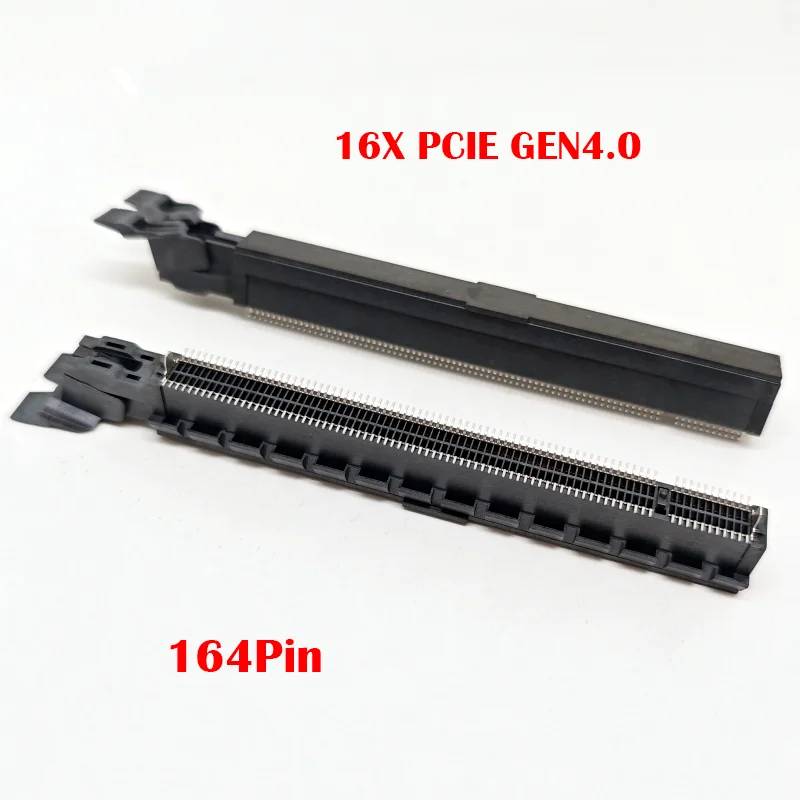 

16X PCIE 164Pin GEN4.0 PCIe 4.0 Slot Aircraft Tail Fish-Tail SMT-Mounted Black 164P Harpoon Pins 164p PCIe x16 Slot Gen4 Socket