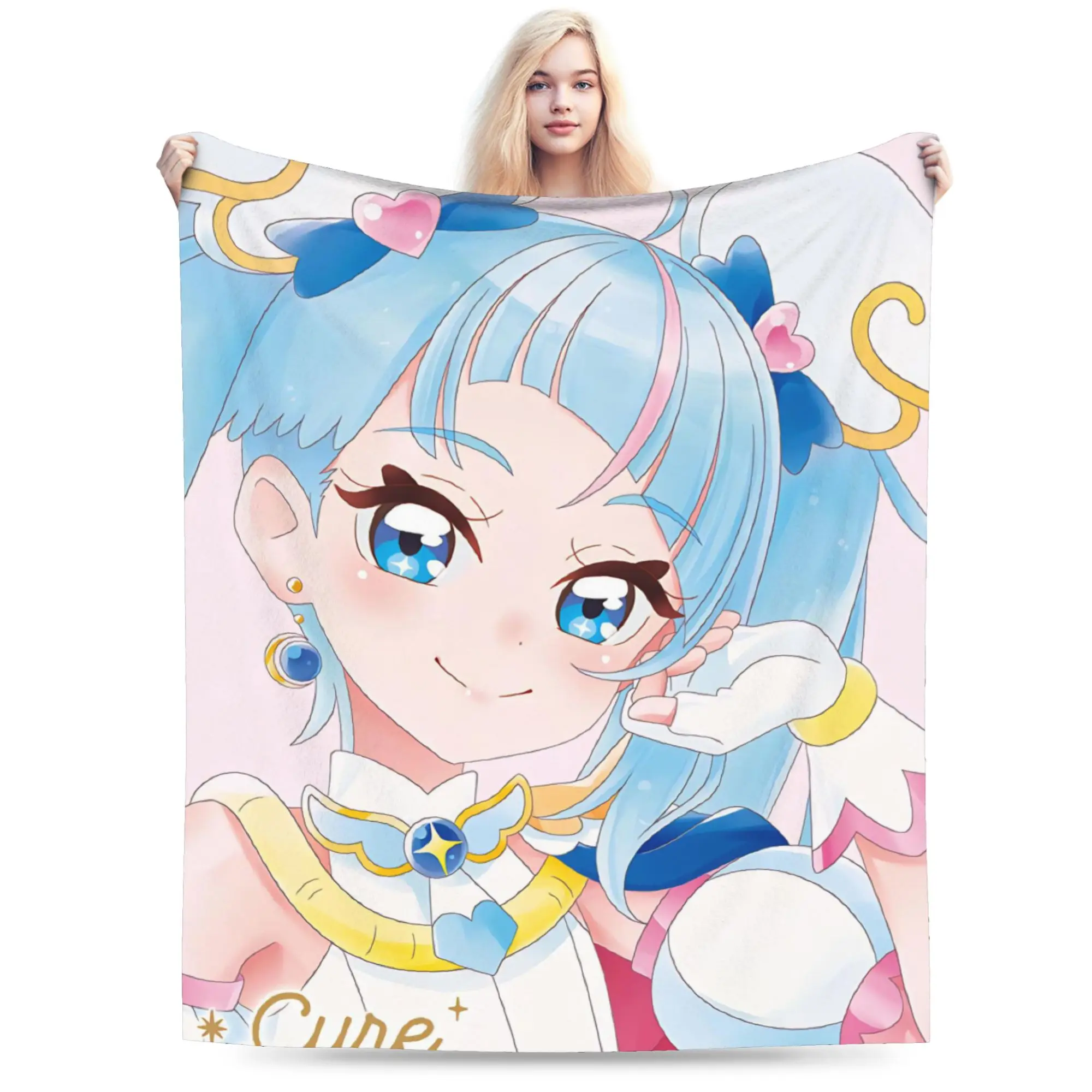 Super Soft Soaring Sky Pretty Cure Throw Blanket Premium Fleece Flannel Lightweight Bed Blanket Fuzzy Plush Blankets All Season