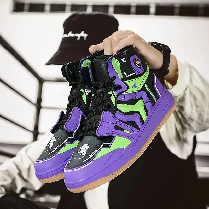Traje de Cosplay Premium EVANGELION, Zapatillas de Baloncesto para Hombre -01 EVA-02, Zapatillas Deportivas de Lujo, Transpirables, Antideslizantes para Jóvenes Estudiantes
