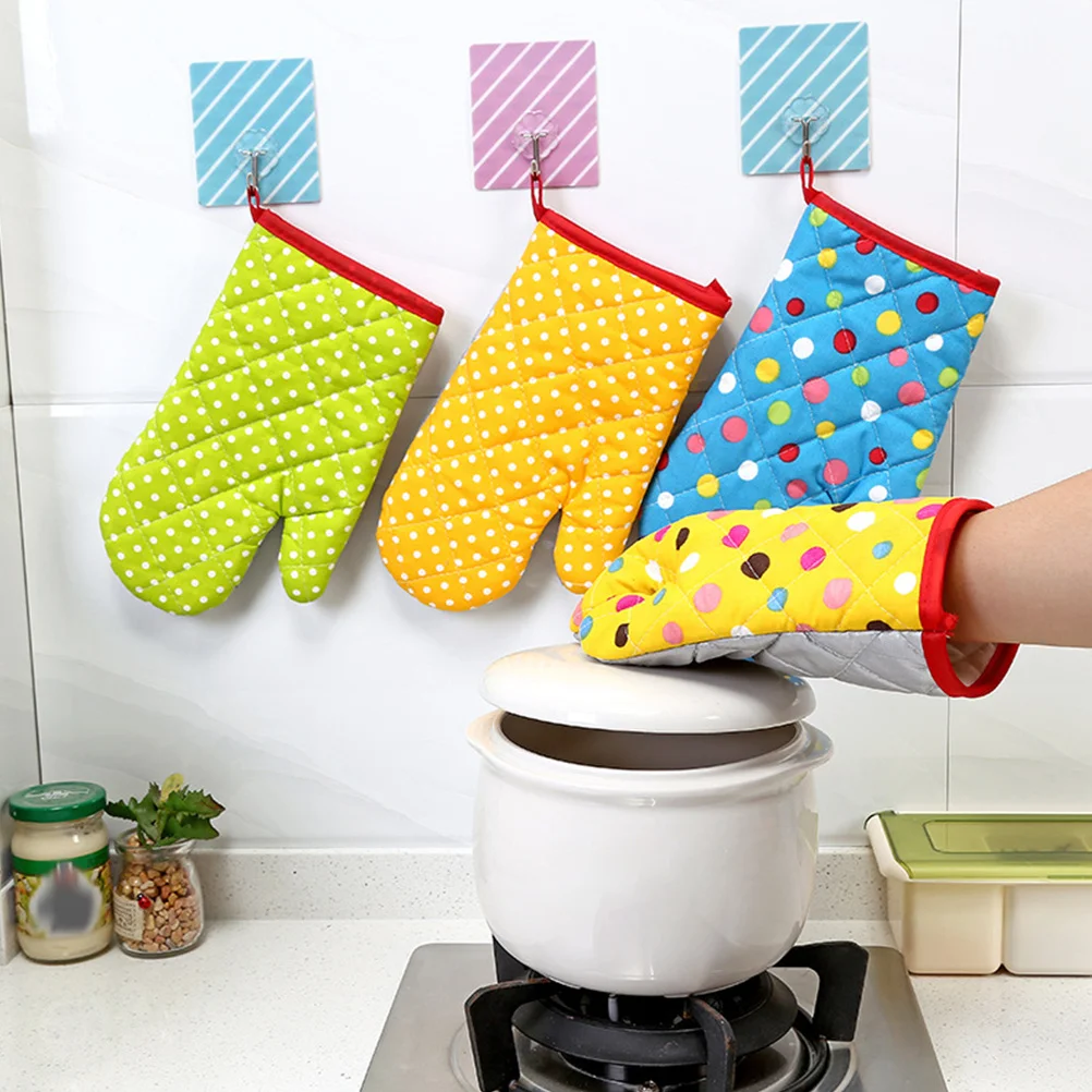 

3Pairs Insulated Oven Mitts for Baking High Heat Resistant Kitchen Gloves Cotton Lined Comfortable Fit for Home Cooking and Bbq