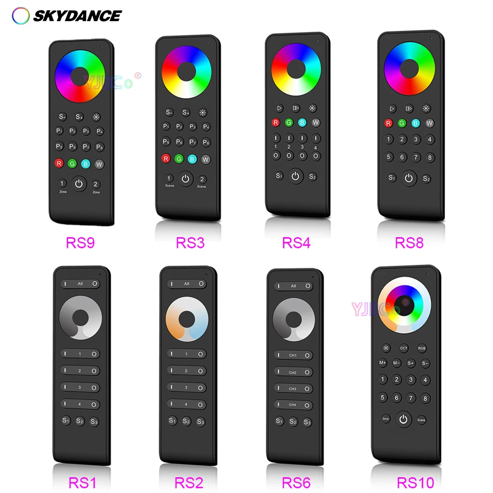 Skydance 2.4G RF Remote Touch Wheel 2 4 8 zone single color light Dimmer Switch Dimming/CCT/RGB/RGBW/RGBCCT LED strip Controller