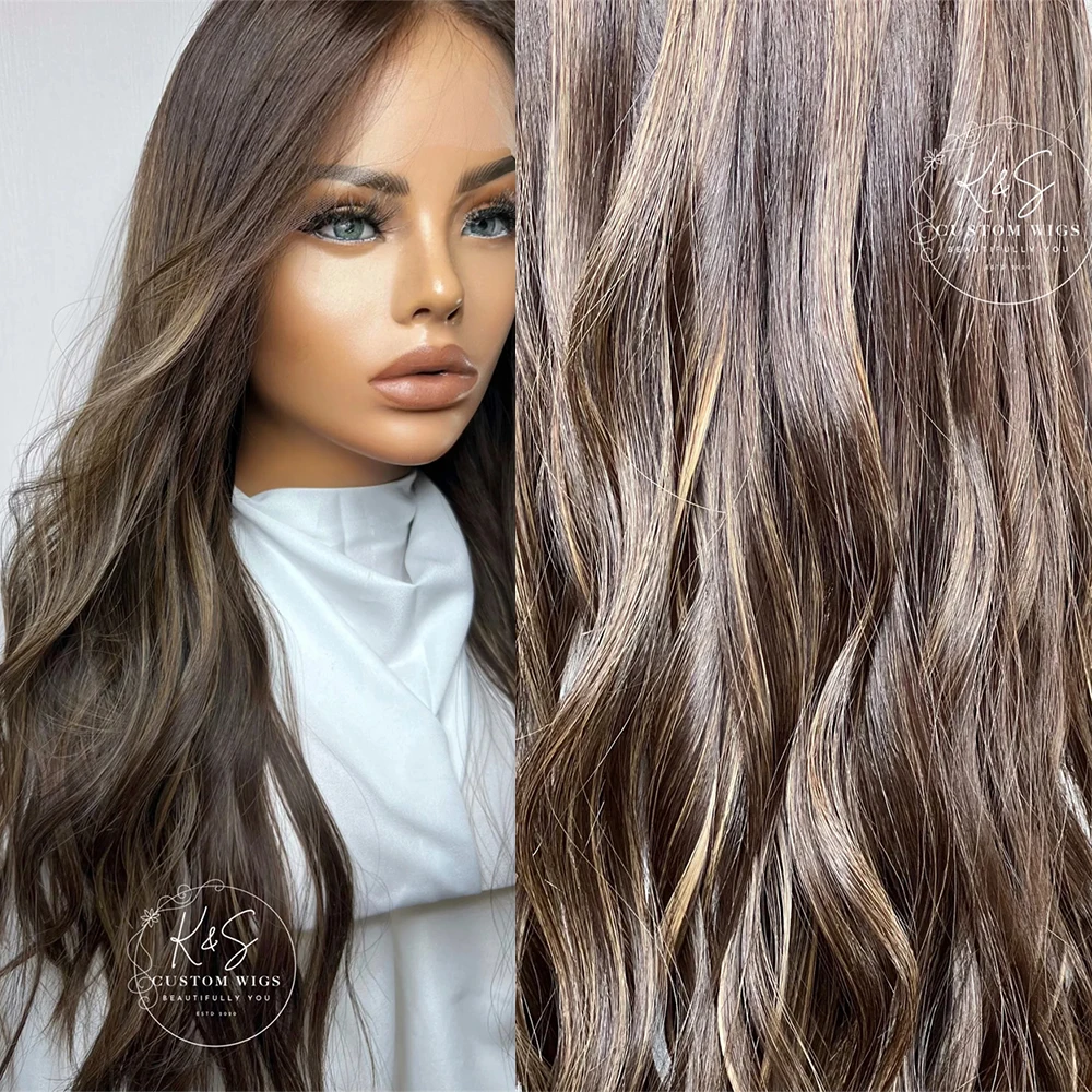 

Синтетический парик омбре с темно-коричневыми мелиями, средняя часть, волнистая текстура, с кружевной передней частью, для женщин, эластичный