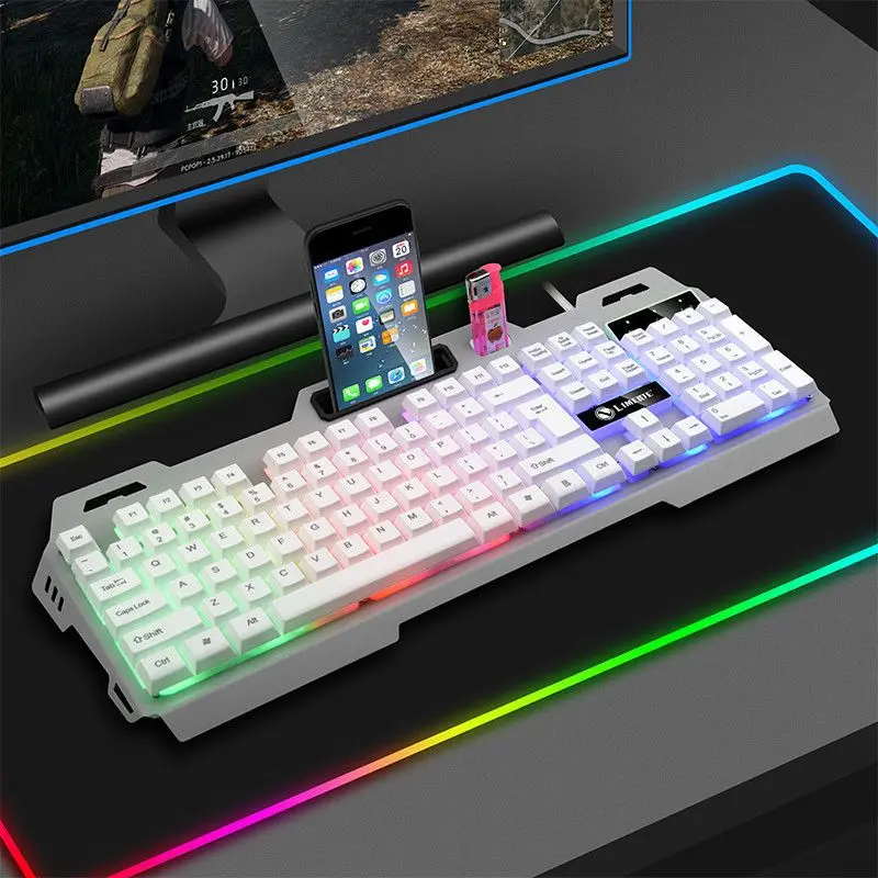 

Keyboard Mechanical Feel Usb Backlight Wired Keyboard and Mouse Set Gaming Computer Desktop Computers and Laptop Suspension Key