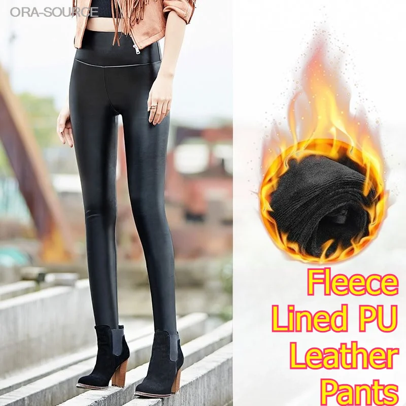 high-waist-plus-size-pu-leather-pants-women-fleece-lined-thick-winter-slim-fit-tapered-leggings-warm-soft-stretchy-elastic-extra