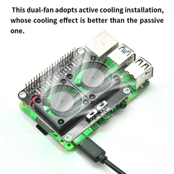 RPI Dual Cooling Fan Shield With Heat Sink Compatible With Raspberry Pi 5B/4B/Zero With LED RPI Radiator DIY Projects Electronic
