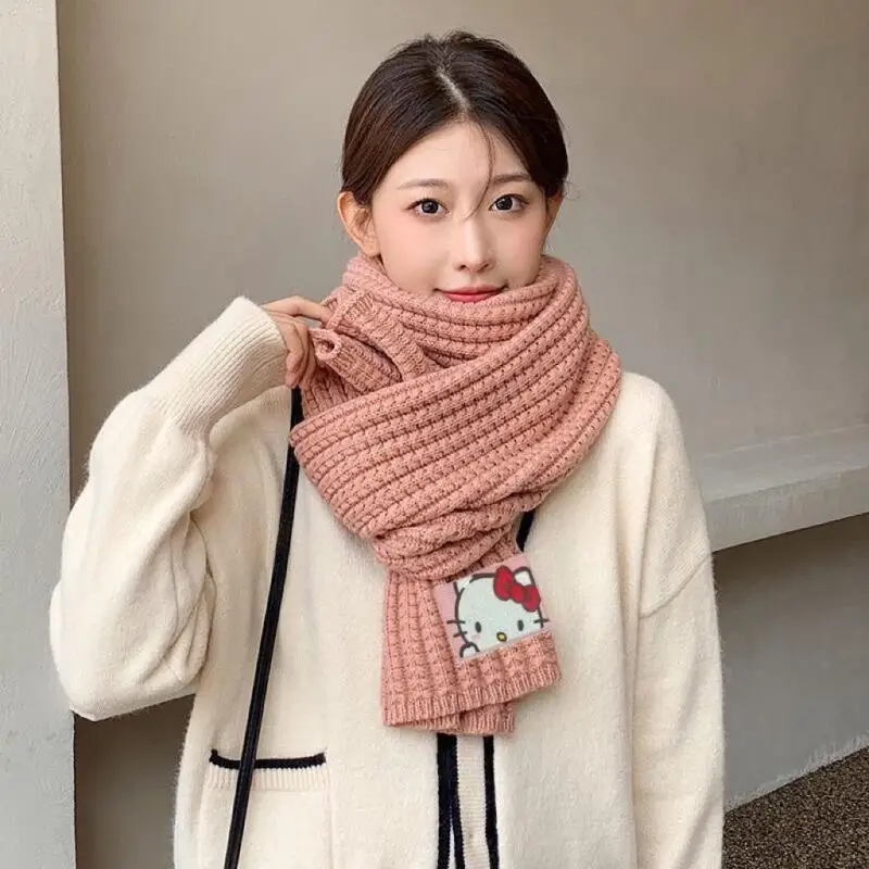 

Милый шарф Sanrio, шарф Cinnamoroll, милый стиль, мультяшный студенческий зимний стиль для девочек, утолщенный теплый ветрозащитный шарф