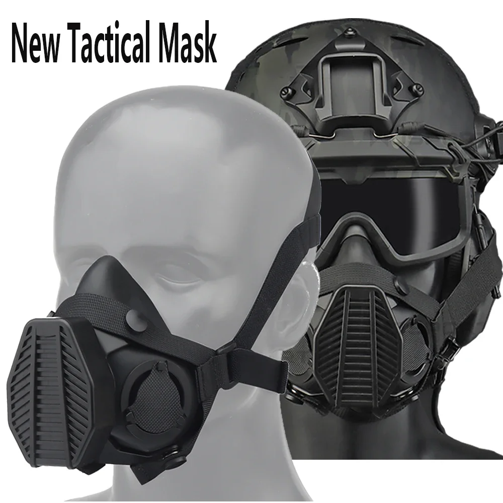 Halloween-Maske, schützende Sport-Atemschutzmaske, halbes Gesicht, Gasmaske für Paintball, Airsoft, Jagd, CSGame, Cosplay – Detail 1