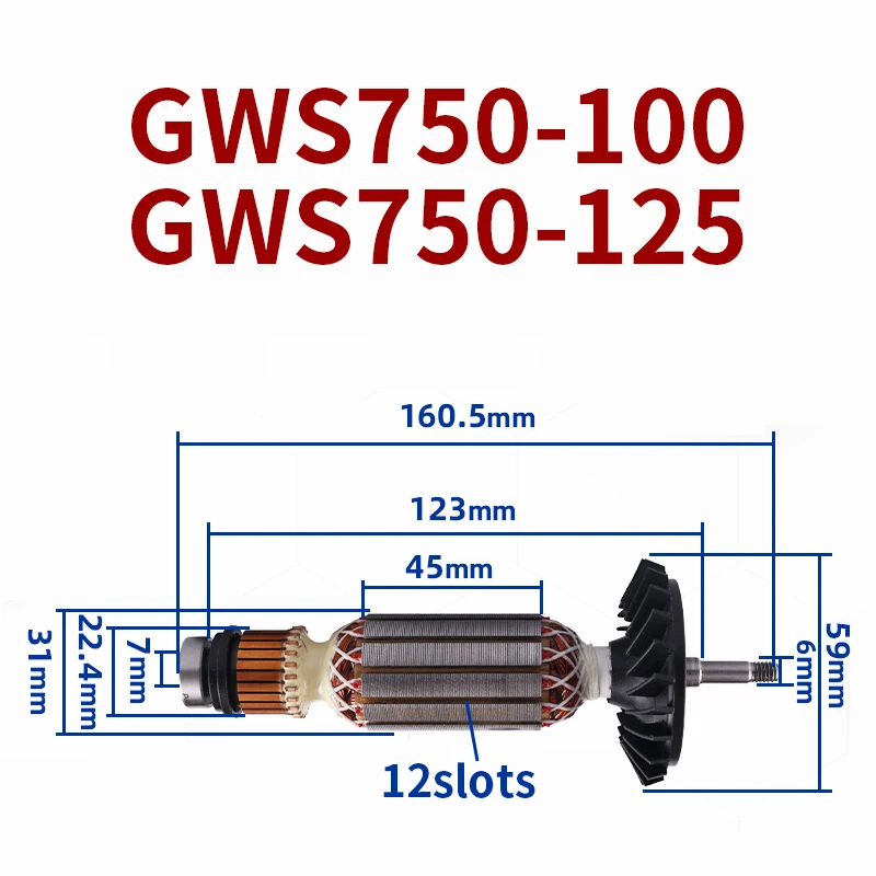 

AC220-240V GWS750-100 Genuine for Bosch GWS750-100 750-125 Angle Grinder Armature Rotor Anchor Stator Coil Replacement Parts