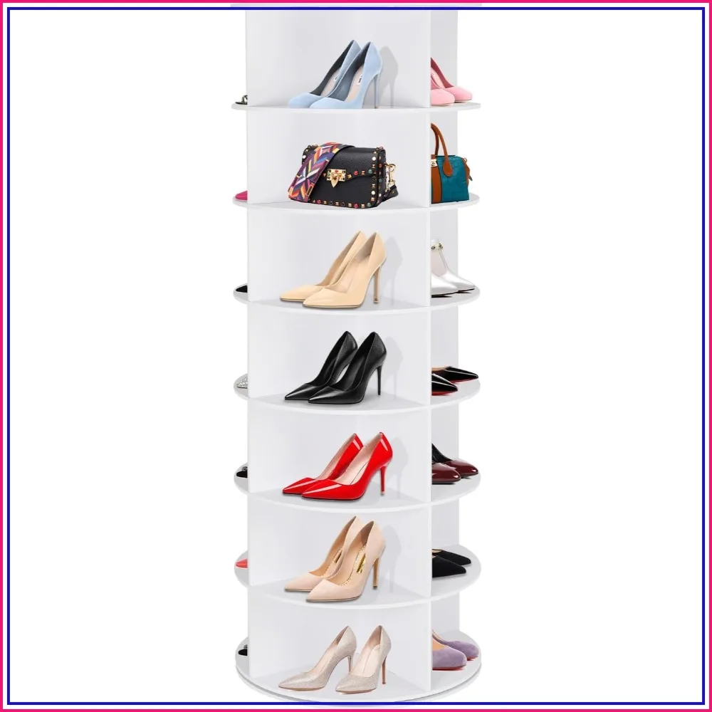 7 Tier Rotating Shoe Rack Tower 360 Spinning Display Organizer for Closet Hallway Bedroom