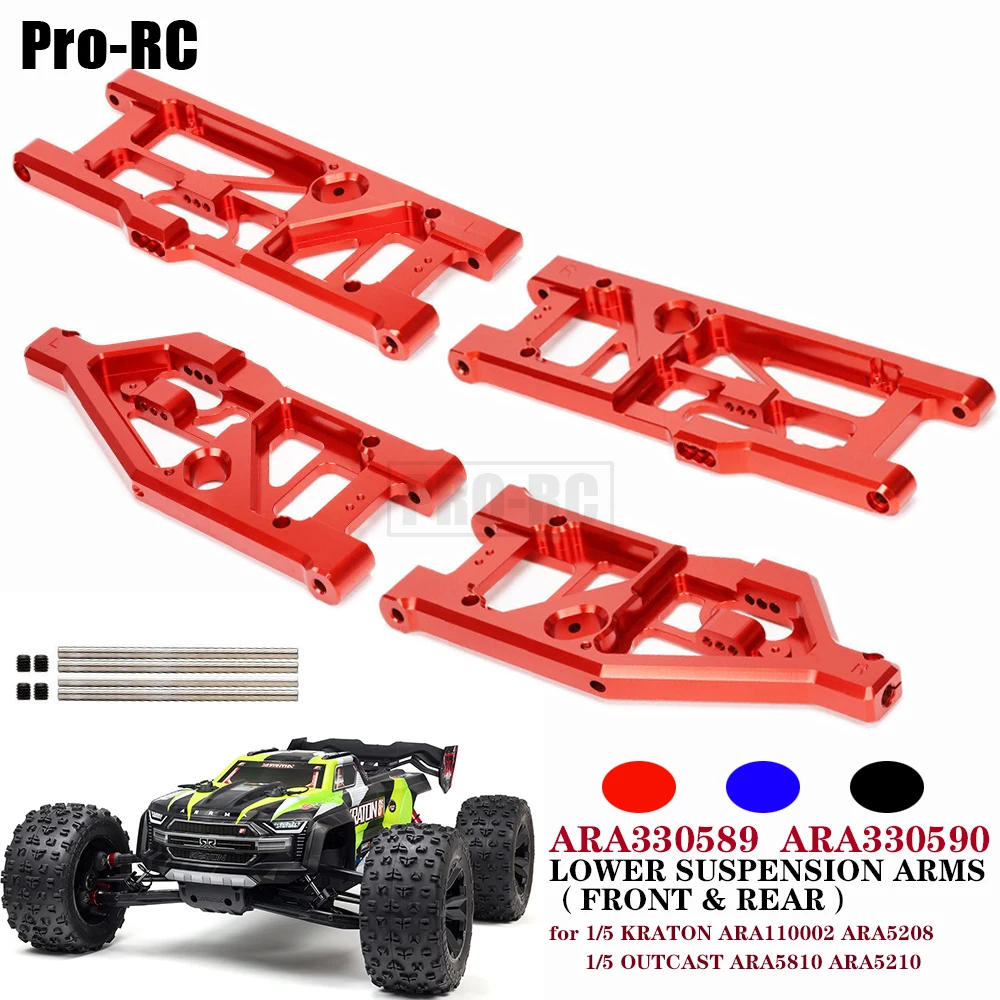 Aluminum Front & Rear Lower Suspension Arms ARA330589 ARA330590 Set For 1/5 Arrma Kraton Outcast 8S BLX RC Monster Truck Car