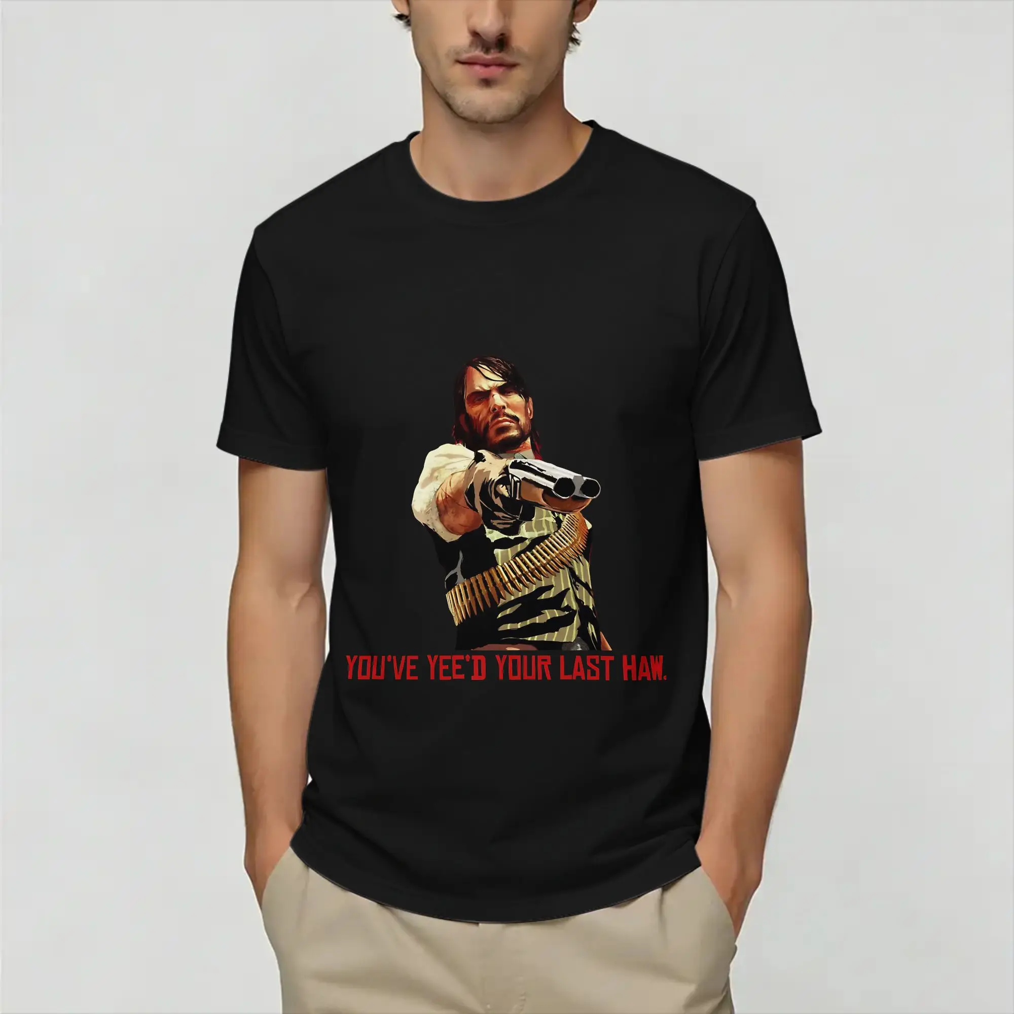 Red Dead Redemptions  T-Shirt Summer  Harajuku T-Shirts Men's 100% Cotton Crew Neck Oversized Clothing Short  Streetwear Tshirt