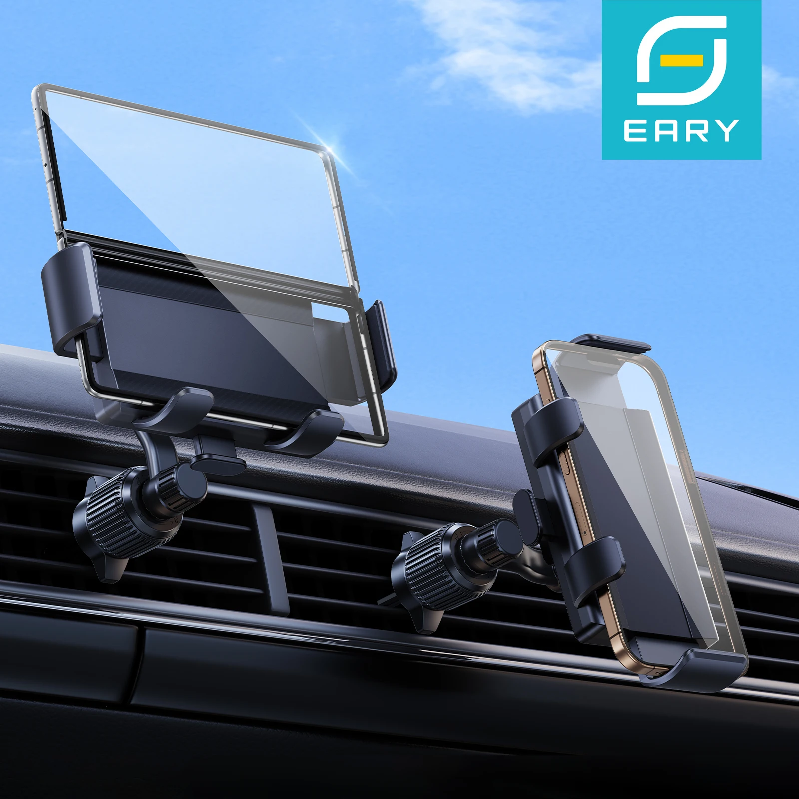 

Eary Car Phone Holder Mount Air Vent 360°Rotation Car Bracket for iPhone 17 16 15 14 Samsung Z Fold 7 6 5 4 for 4.7-10.2"Devices