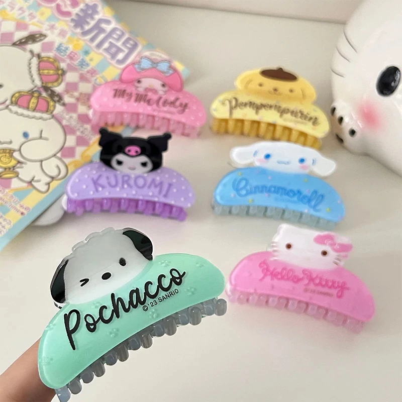 Kawaii Anime Sanrio Grip Clip Cartoon Sweet Kuromi Melody Cinnamoroll Hairpin Cute Back Head Spoon Hairpin Headwear Shark Clip