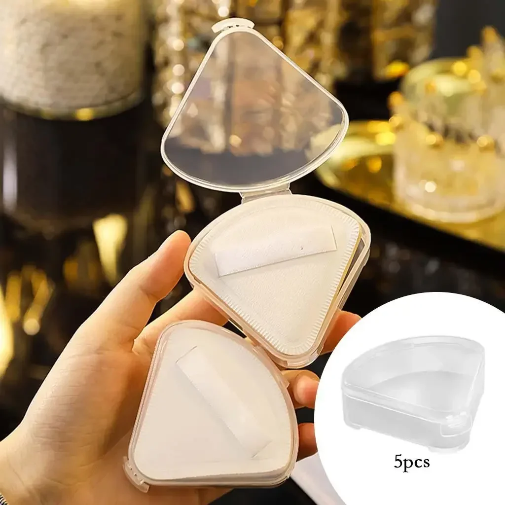 5pcs Portable Triangular Makeup Puff Storage Boxes Dust-Proof Make Up Sponge Holder Household Eco-Friendly Sponge Storage Case