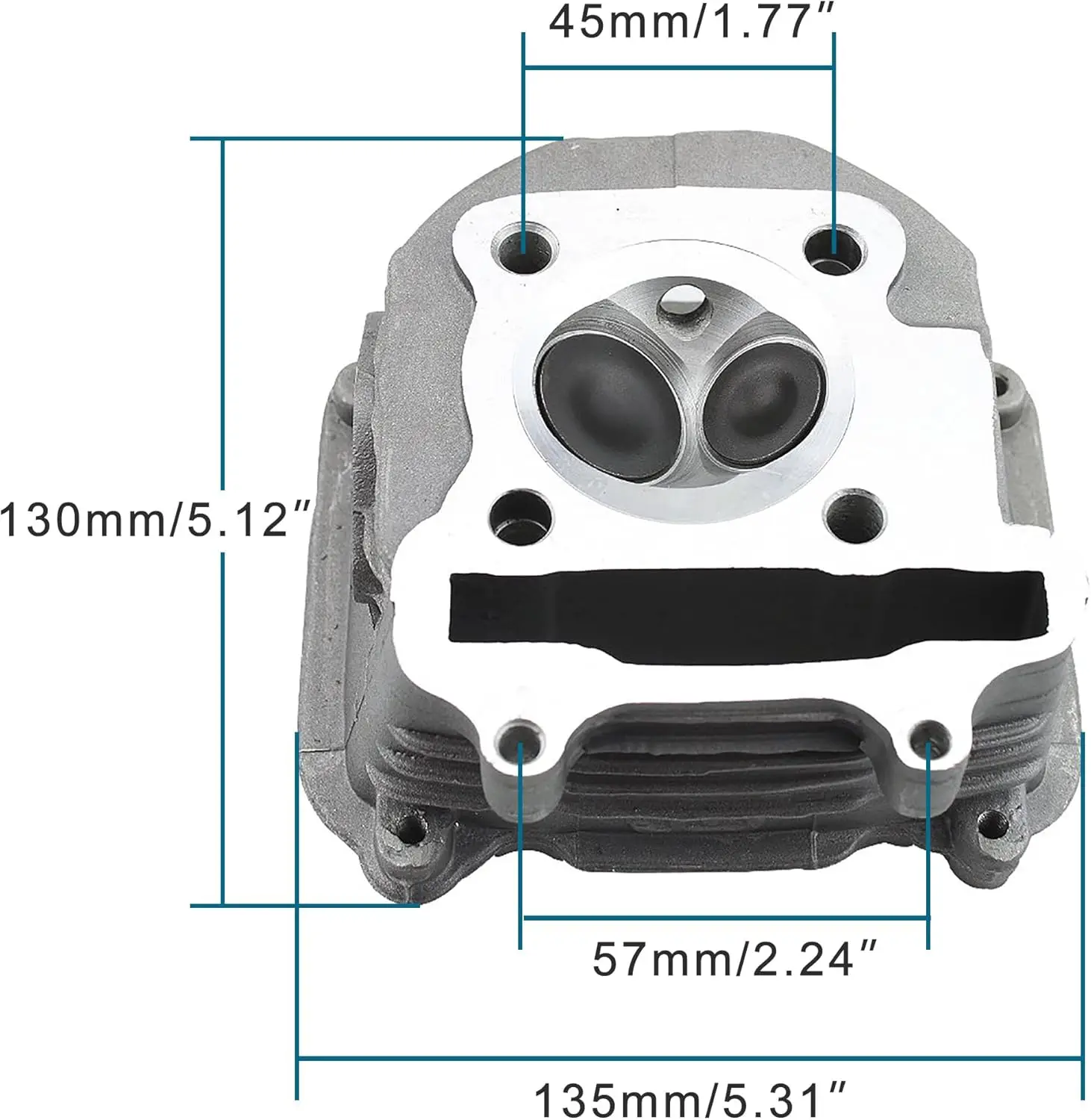 57.4mm Cylinder Head Assembly Valve with GY6 150cc Chinese 152QMI 157QMJ ATV Quad Installed Scooter Moped Parts