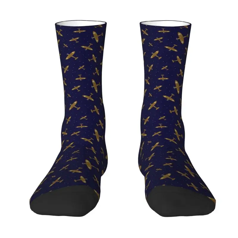 Cute Mens Spitfire War Planes Dress Socks Unisex Breathbale Warm 3D Printing Airplane Aviator Pilot Fighter Crew Socks