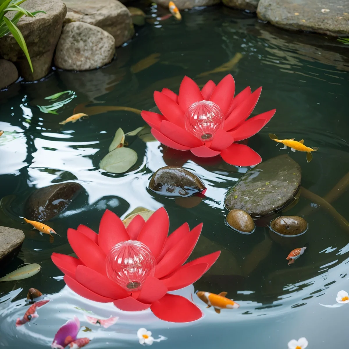 Solar Floating Lotus Shape Water Surface Lantern Solar Powered LED Flower Light Solar Powered Lotus Lamp for Pool Pond Outdoor